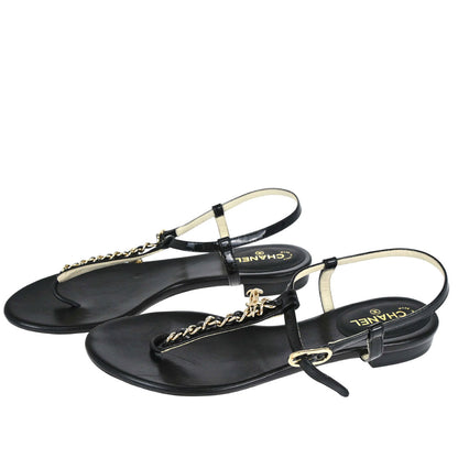 Chanel * Sandals Shoes Black Shoes #36 1/2