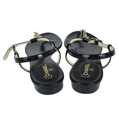 Chanel * Sandals Shoes Black Shoes #36 1/2