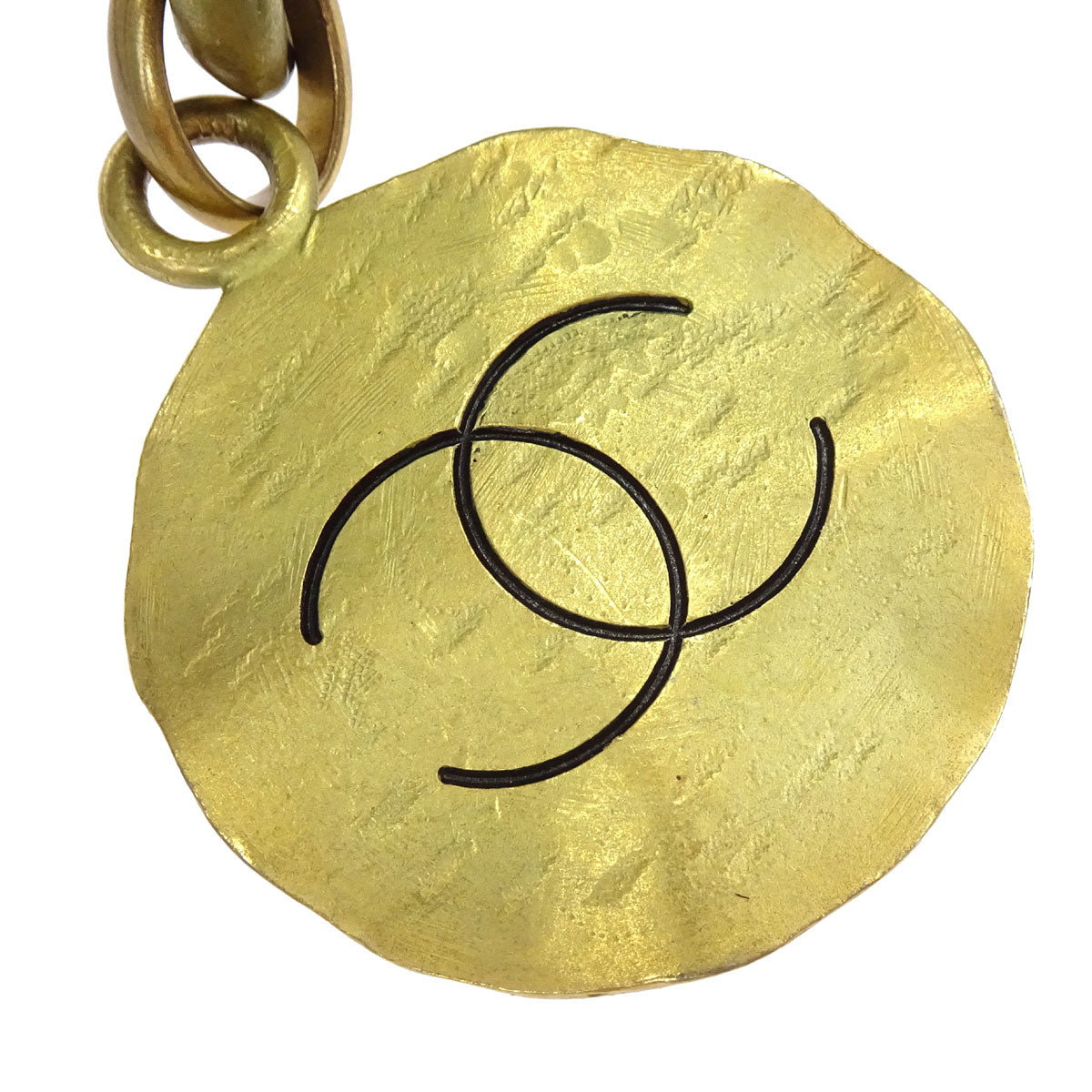 Chanel Chain Belt Medallion Gold Black 94P Small Good