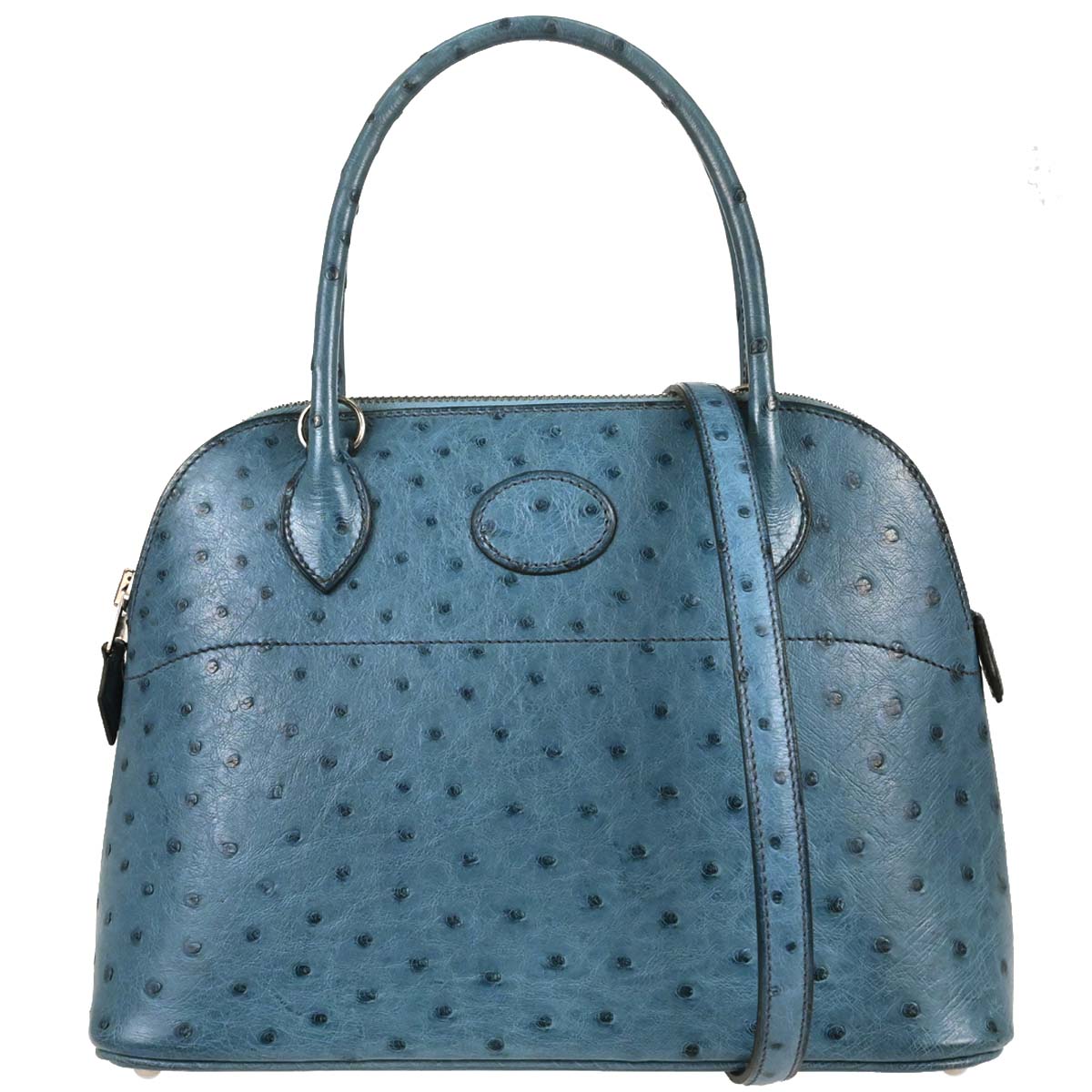 Hermes * Blue Jean Ostrich Bolide 27 2way Shoulder Handbag
