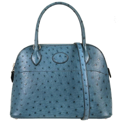 Hermes * Blue Jean Ostrich Bolide 27 2way Shoulder Handbag