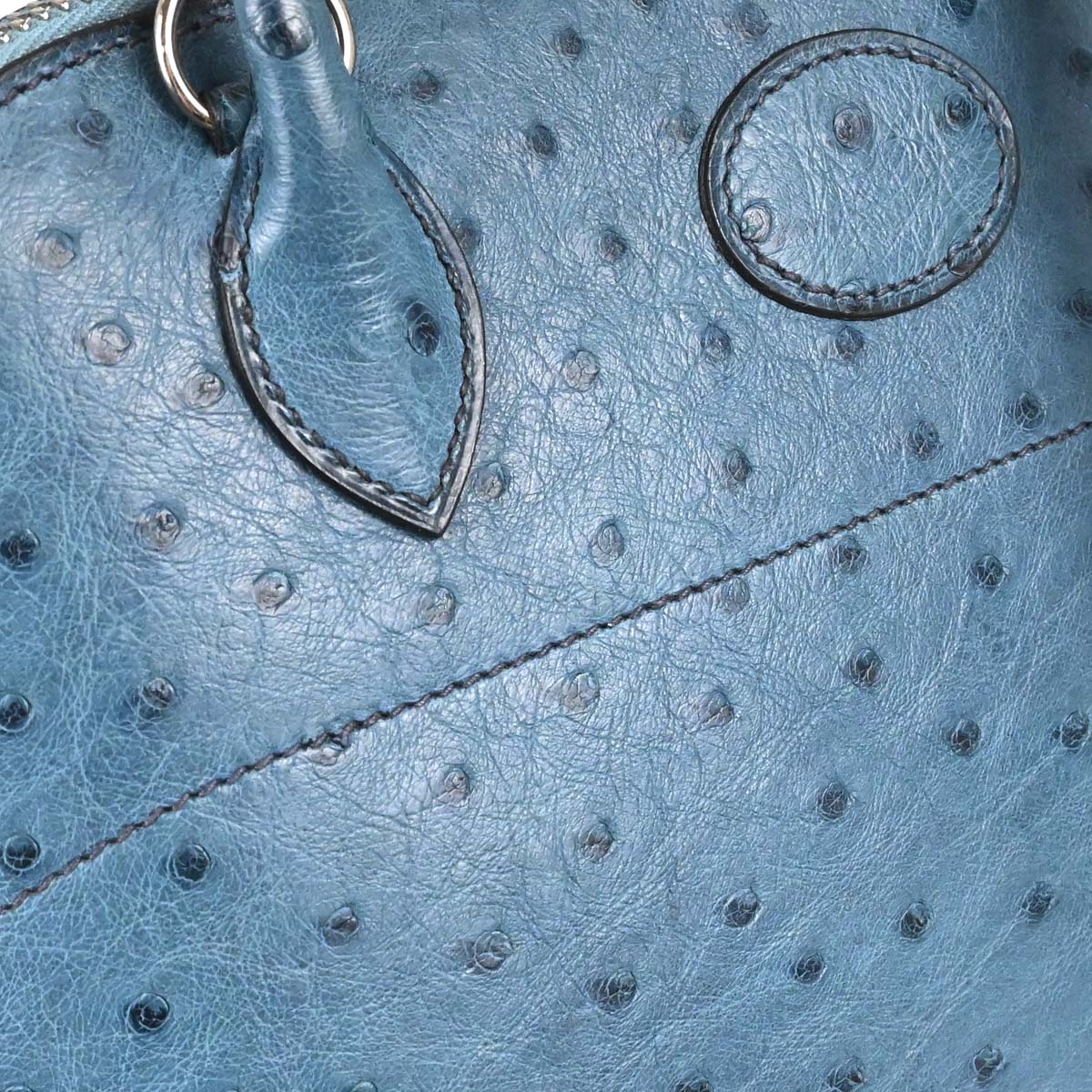 Hermes * Blue Jean Ostrich Bolide 27 2way Shoulder Handbag