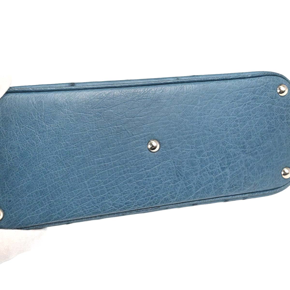 Hermes * Blue Jean Ostrich Bolide 27 2way Shoulder Handbag