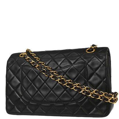 Chanel 1996-1997 Black Lambskin Medium Classic Double Flap Shoulder Bag