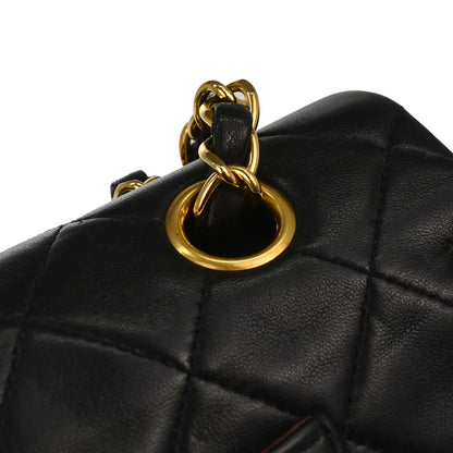 Chanel 1996-1997 Black Lambskin Medium Classic Double Flap Shoulder Bag