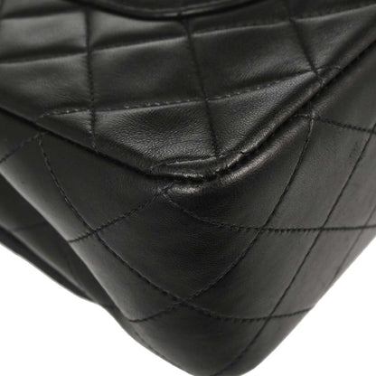 Chanel 1996-1997 Black Lambskin Medium Classic Double Flap Shoulder Bag