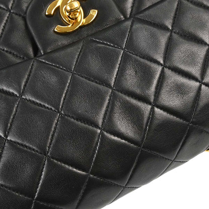Chanel 1996-1997 Black Lambskin Medium Classic Double Flap Shoulder Bag