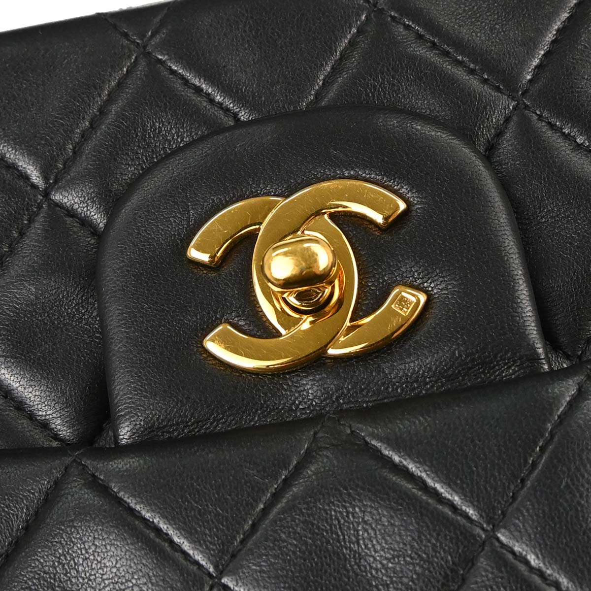 Chanel 1996-1997 Black Lambskin Medium Classic Double Flap Shoulder Bag