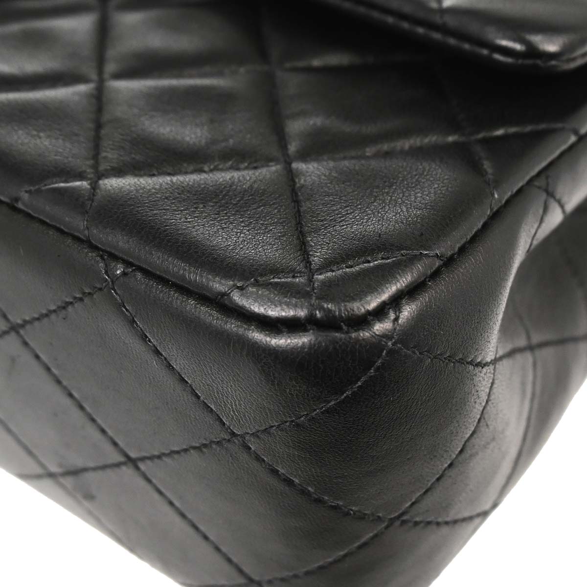 Chanel 1996-1997 Black Lambskin Medium Classic Double Flap Shoulder Bag
