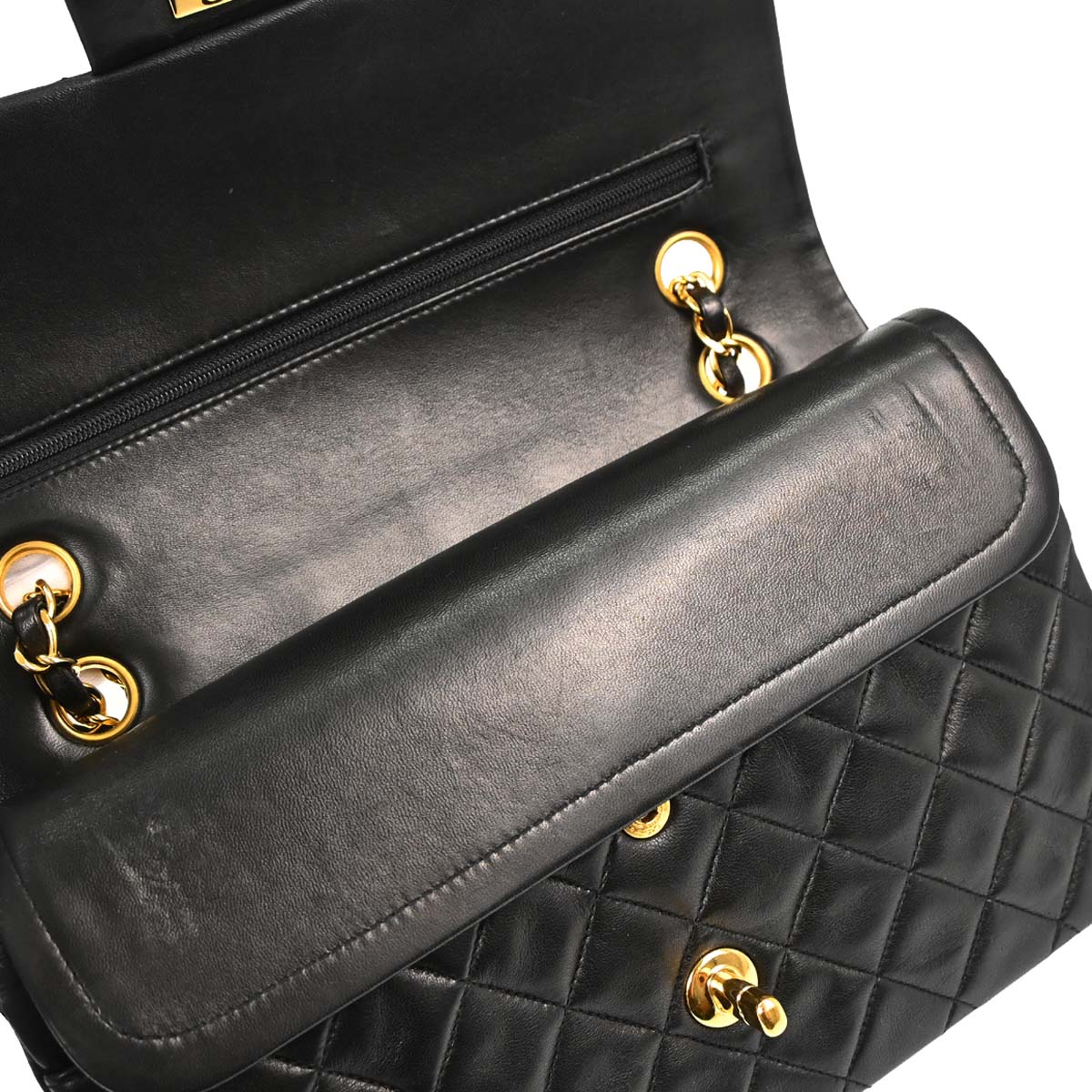 Chanel 1996-1997 Black Lambskin Medium Classic Double Flap Shoulder Bag