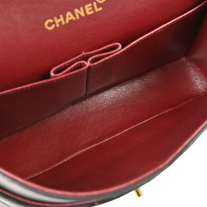 Chanel 1996-1997 Black Lambskin Medium Classic Double Flap Shoulder Bag