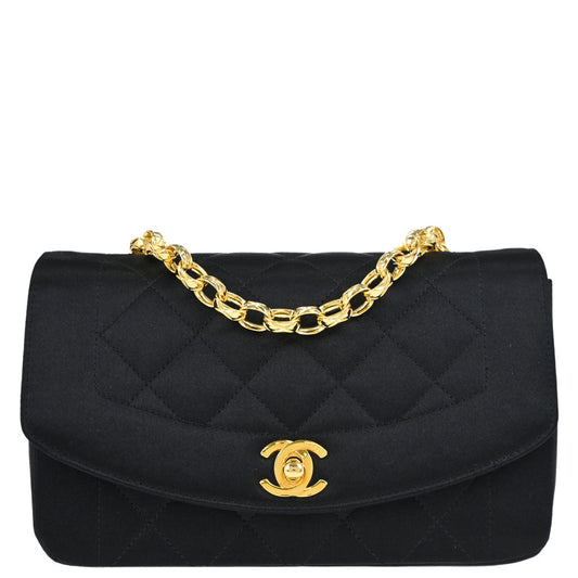 Chanel Black Satin Mini Diana Shoulder Bag
