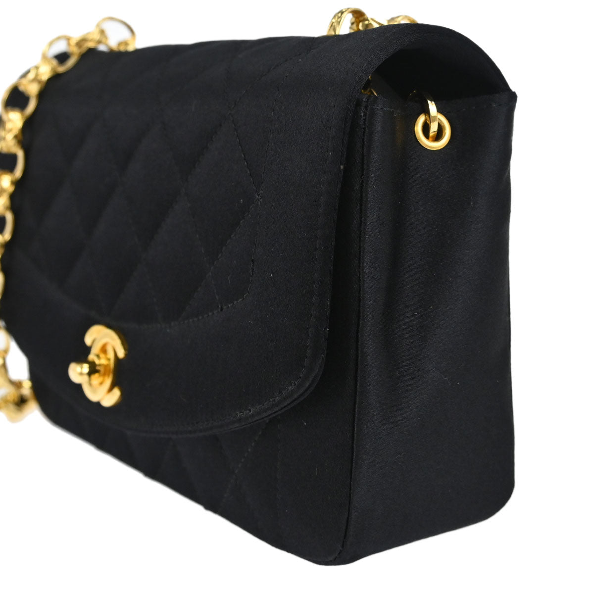 Chanel Black Satin Mini Diana Shoulder Bag