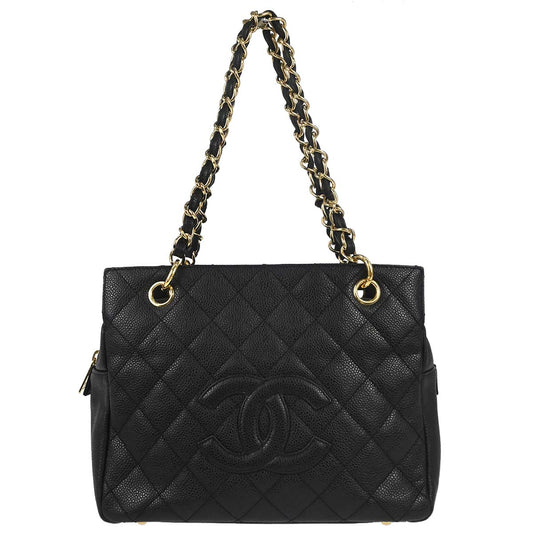 Chanel 2005-2006 Black Caviar Skin Petite Timeless Tote PTT Chain Handbag