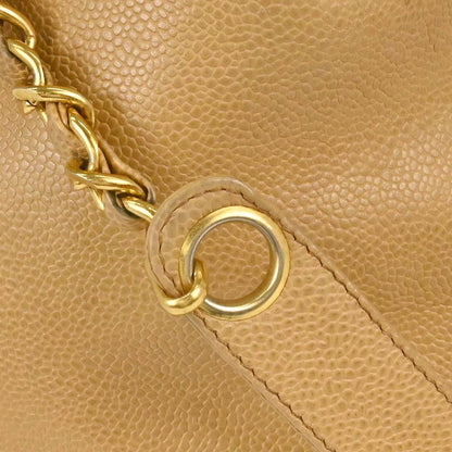 Chanel 1991-1994 Beige Caviar Skin Triple CC Drawstring Shoulder Bag