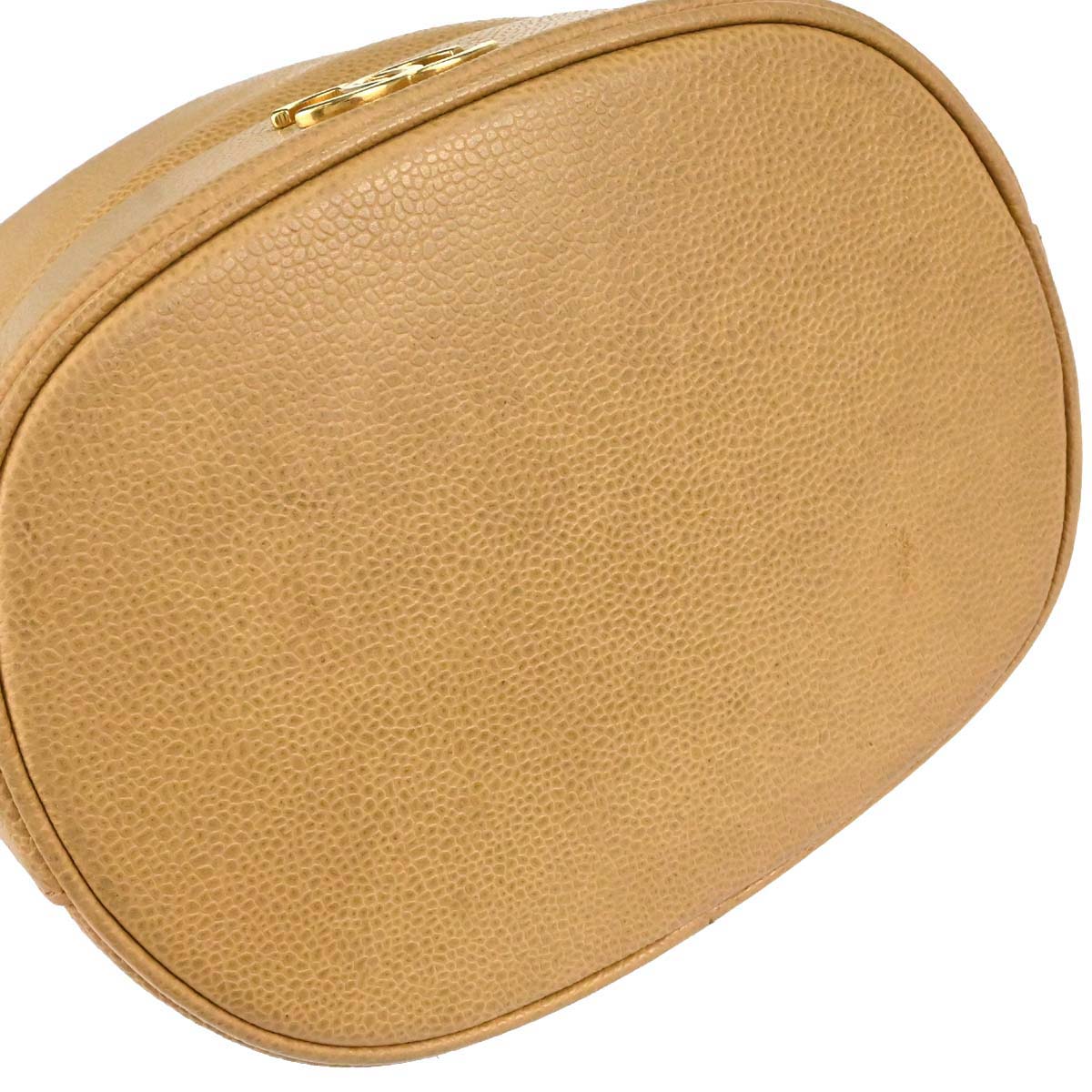 Chanel 1991-1994 Beige Caviar Skin Triple CC Drawstring Shoulder Bag