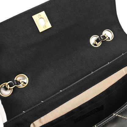 Chanel 2003-2004 Black Lambskin Chevron Single Flap Shoulder Bag