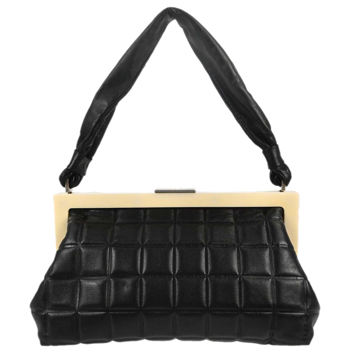 Chanel 2002-2003 Black Lambskin Choco Bar Handbag