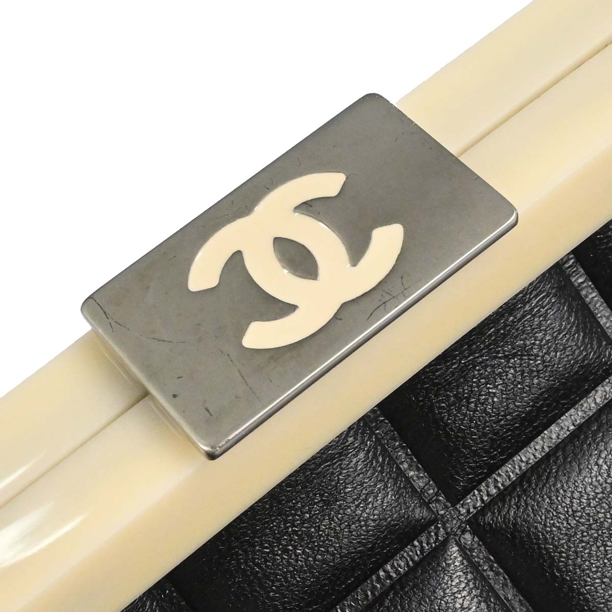 Chanel 2002-2003 Black Lambskin Choco Bar Handbag
