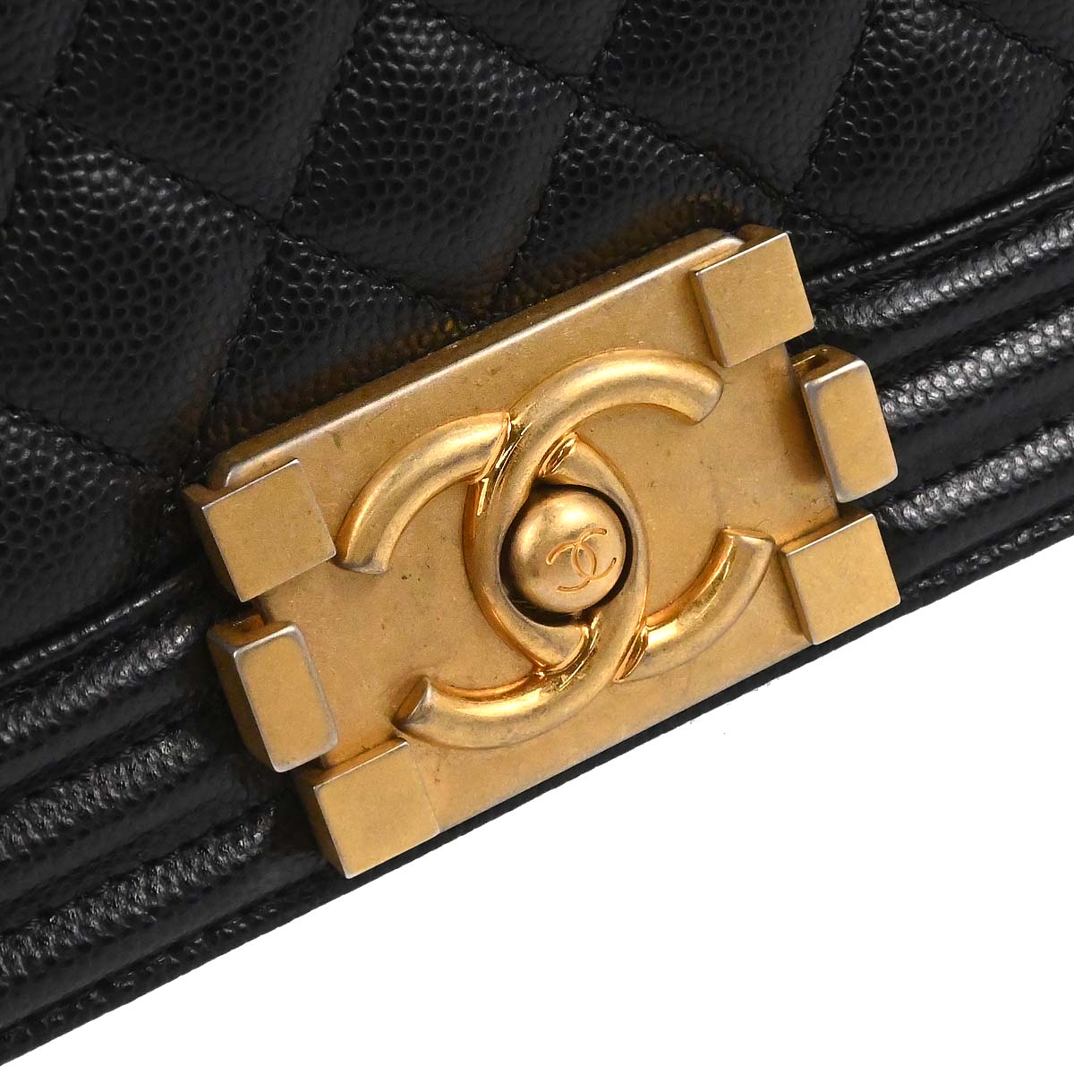 Boy Chanel Black Caviar Skin Medium Chain Shoulder Bag