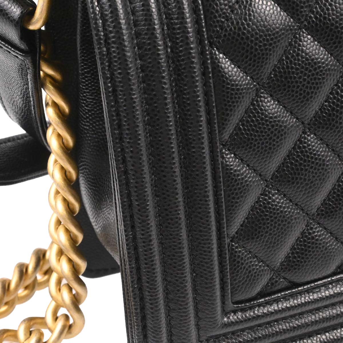 Boy Chanel Black Caviar Skin Medium Chain Shoulder Bag