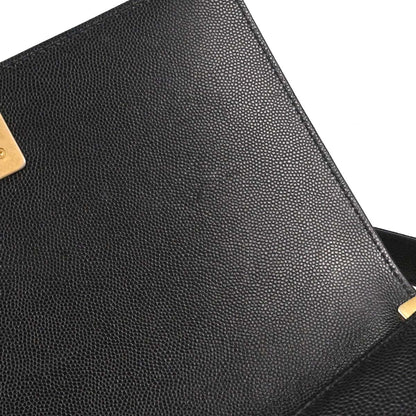 Boy Chanel Black Caviar Skin Medium Chain Shoulder Bag
