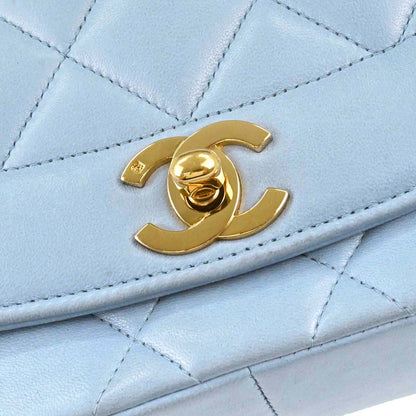 Chanel 1991-1994 Light Blue Lambskin Medium Diana Shoulder Bag