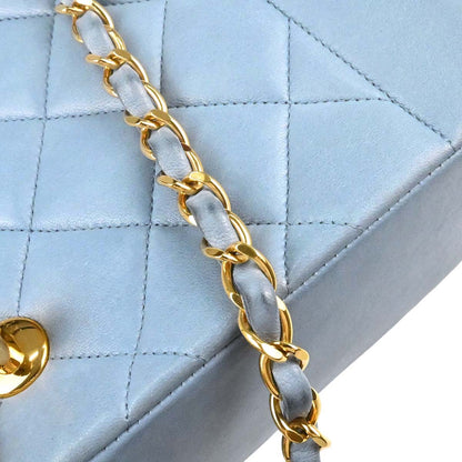Chanel 1991-1994 Light Blue Lambskin Medium Diana Shoulder Bag
