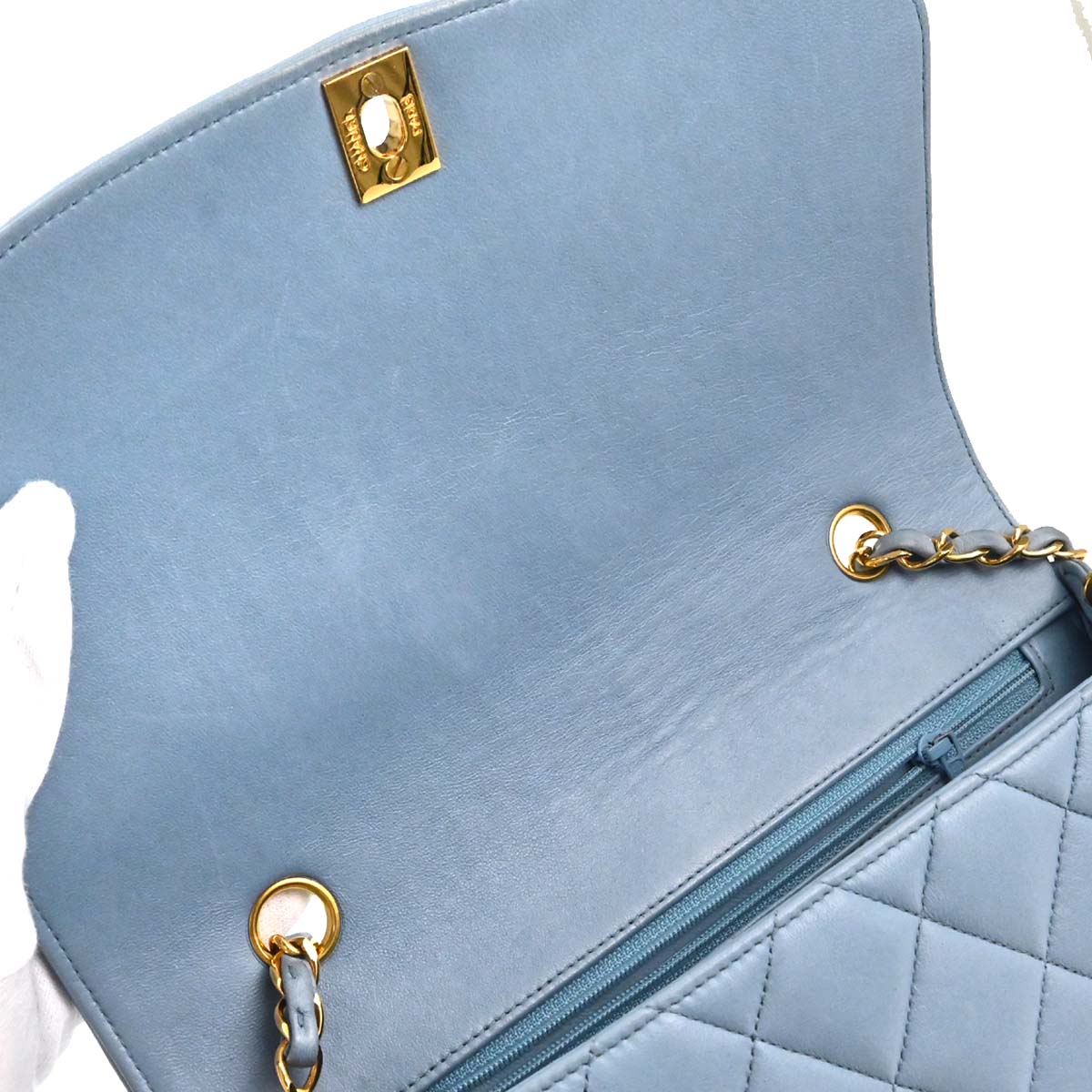 Chanel 1991-1994 Light Blue Lambskin Medium Diana Shoulder Bag