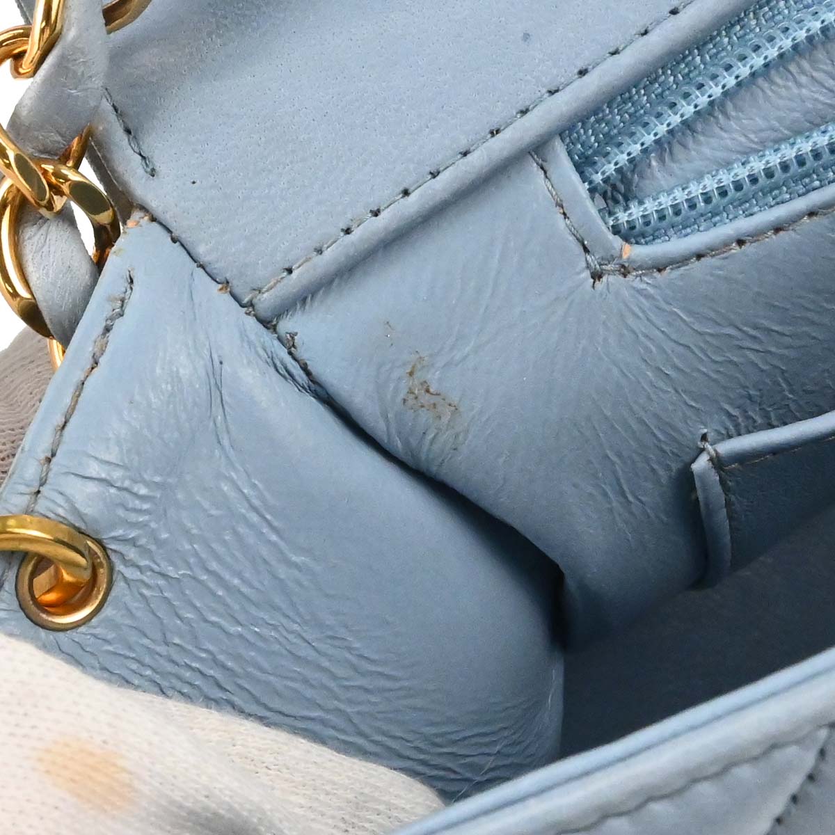 Chanel 1991-1994 Light Blue Lambskin Medium Diana Shoulder Bag