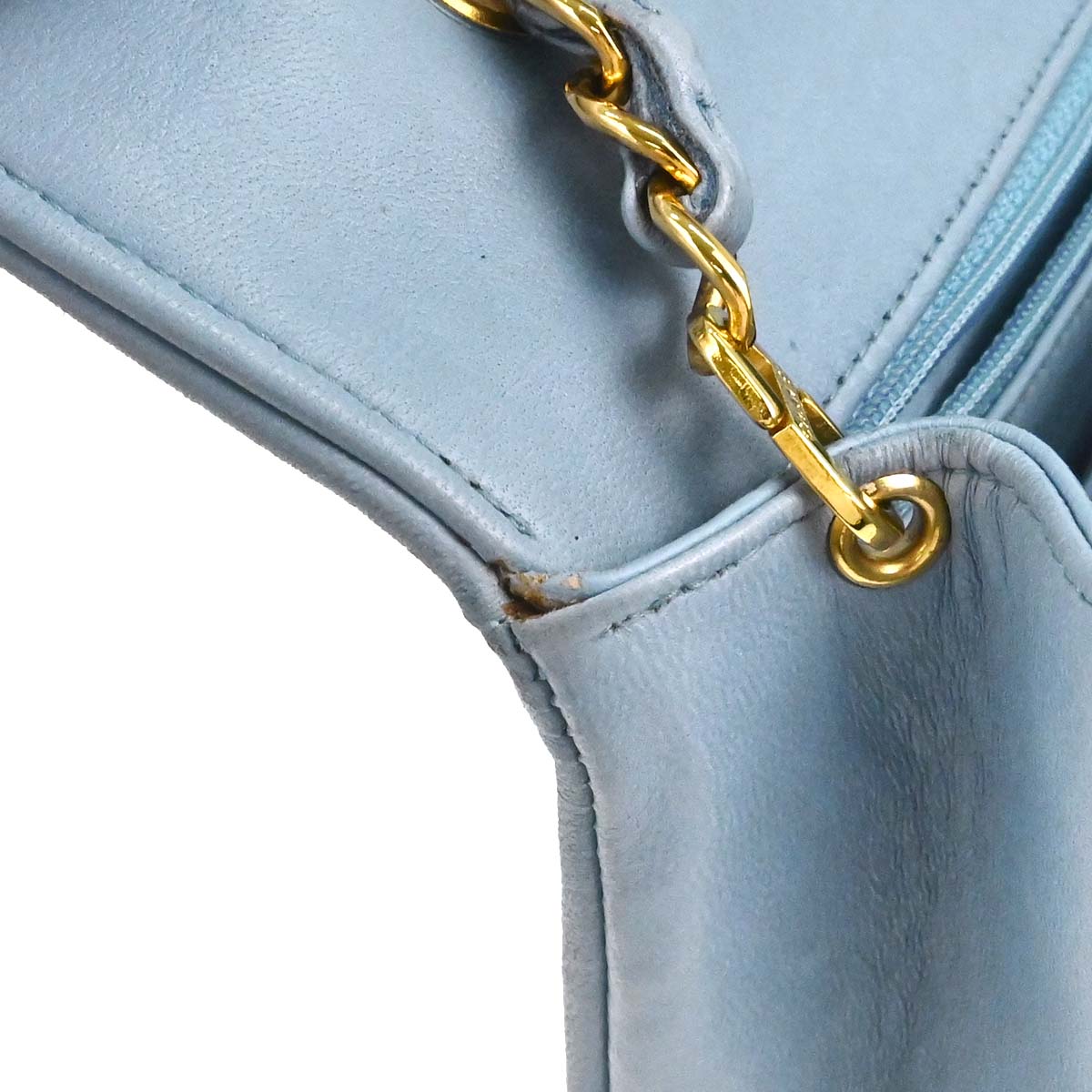 Chanel 1991-1994 Light Blue Lambskin Medium Diana Shoulder Bag