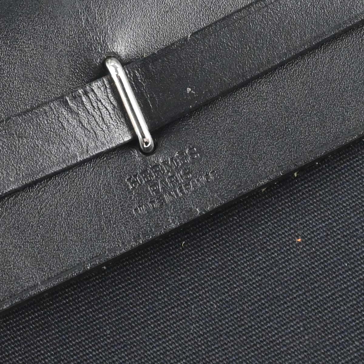 Hermes Black Natural Toile Officier GM Herbag TPM 2 in 1 Shoulder Bag