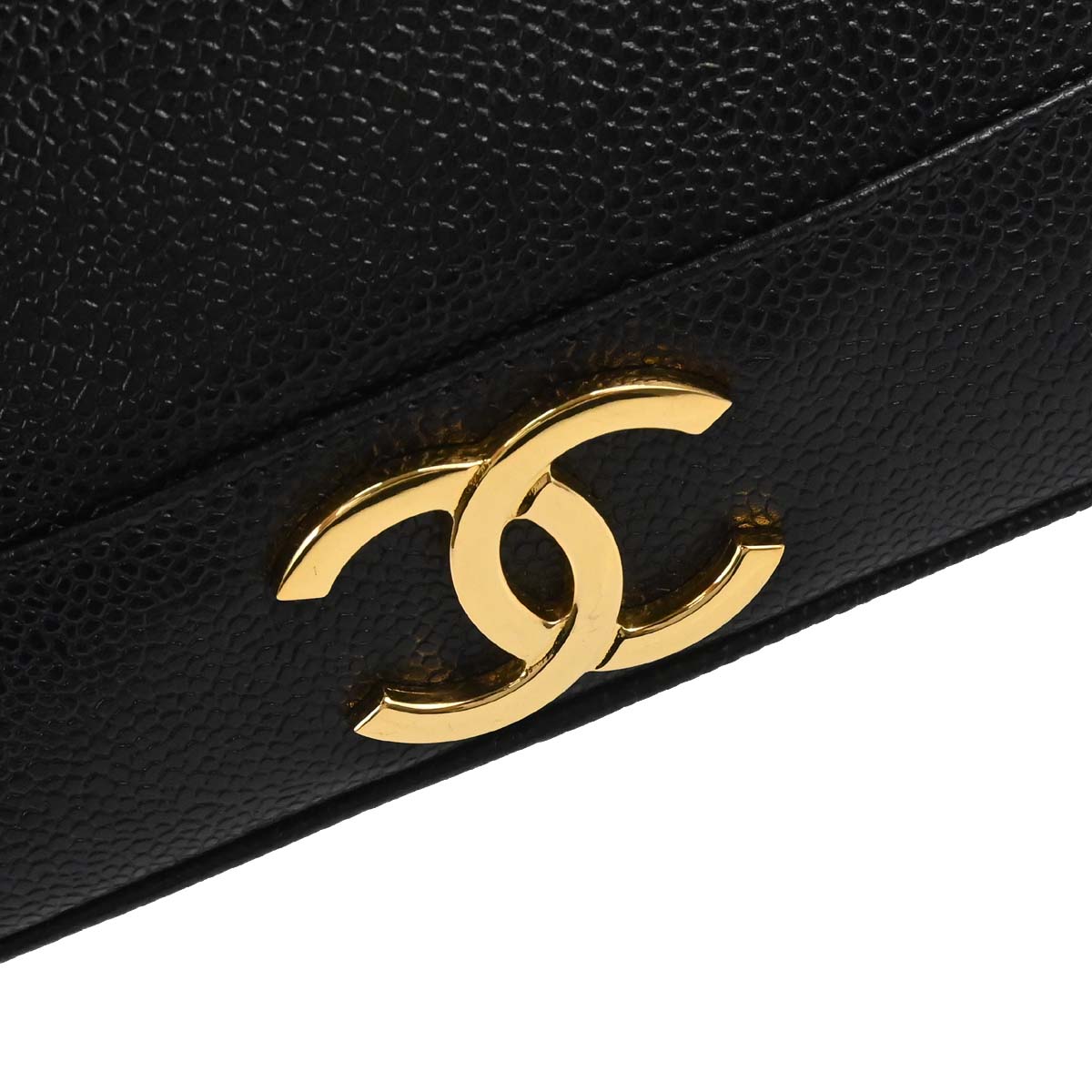 Chanel 1996-1997 Black Caviar Skin Triple CC Drawstring Shoulder Bag