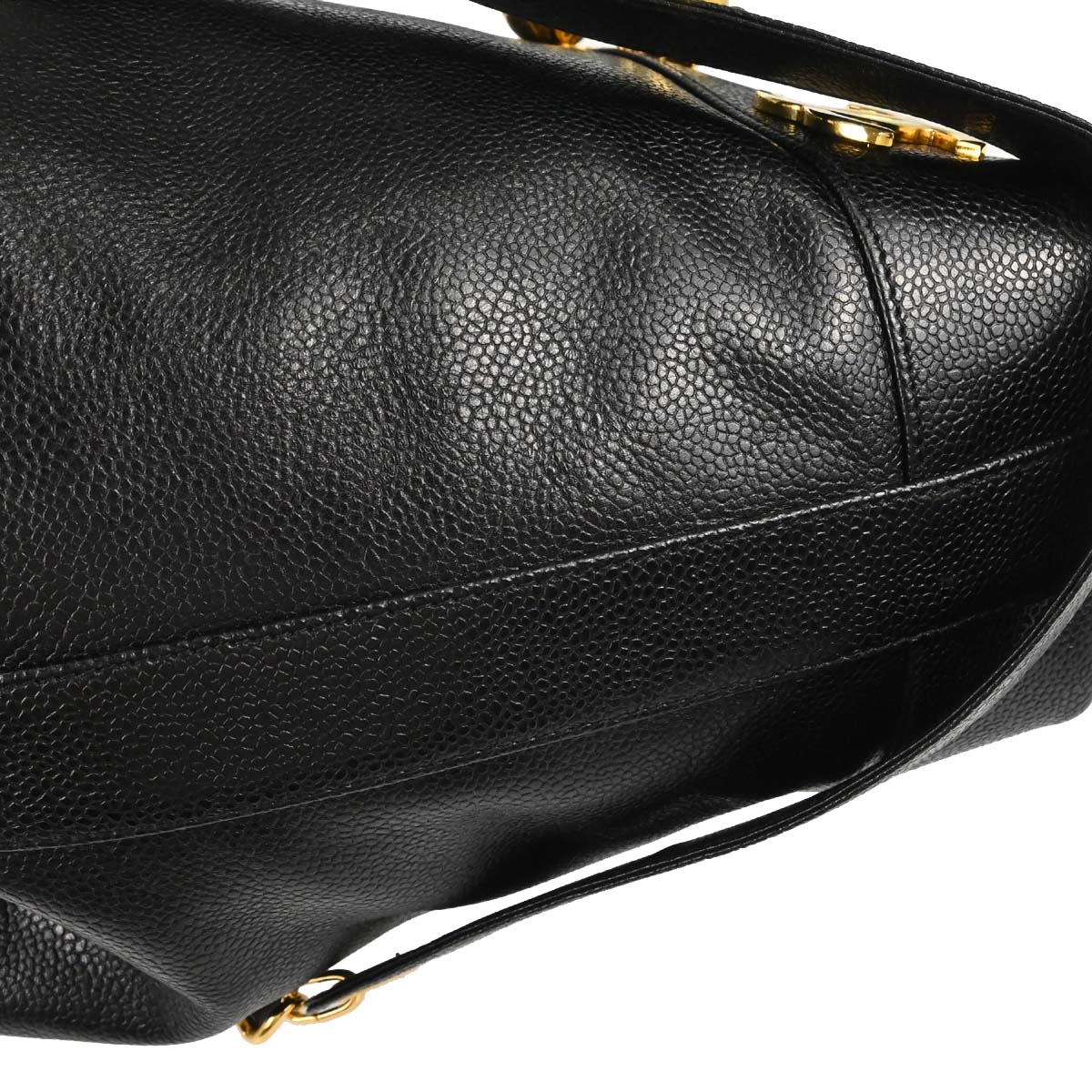 Chanel 1996-1997 Black Caviar Skin Triple CC Drawstring Shoulder Bag