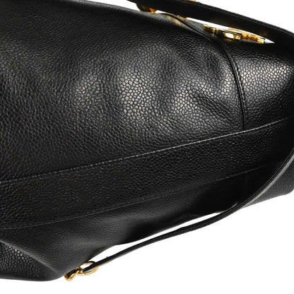 Chanel 1996-1997 Black Caviar Skin Triple CC Drawstring Shoulder Bag