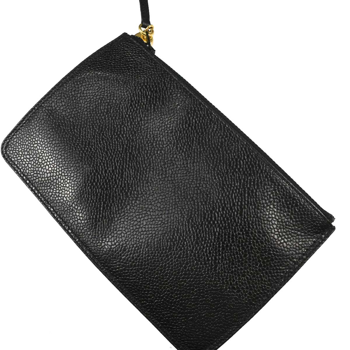 Chanel 1996-1997 Black Caviar Skin Triple CC Drawstring Shoulder Bag