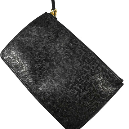 Chanel 1996-1997 Black Caviar Skin Triple CC Drawstring Shoulder Bag