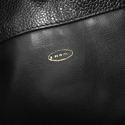 Chanel 1996-1997 Black Caviar Skin Triple CC Drawstring Shoulder Bag