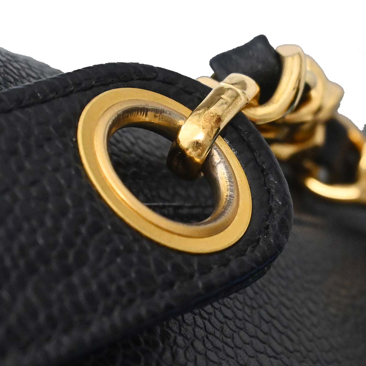 Chanel 1996-1997 Black Caviar Skin Triple CC Drawstring Shoulder Bag