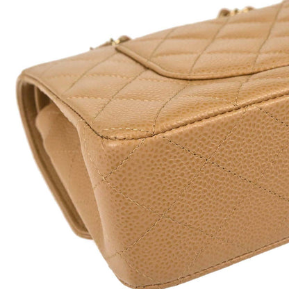 Chanel 2005-2006 Beige Caviar Skin Medium Classic Double Flap Shoulder Bag