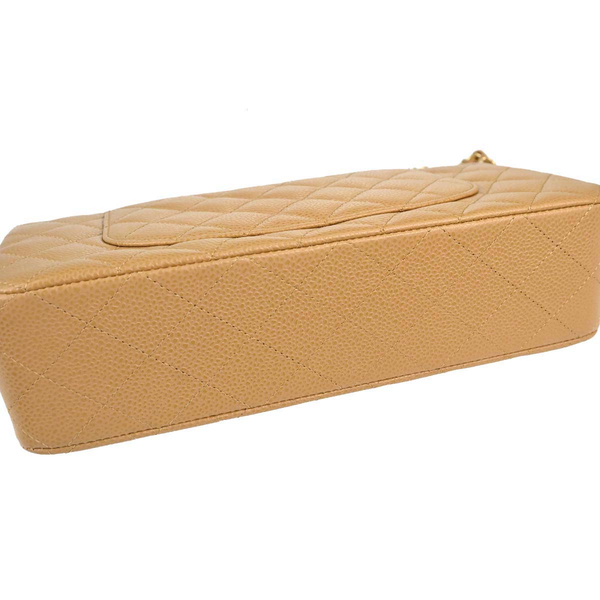 Chanel 2005-2006 Beige Caviar Skin Medium Classic Double Flap Shoulder Bag