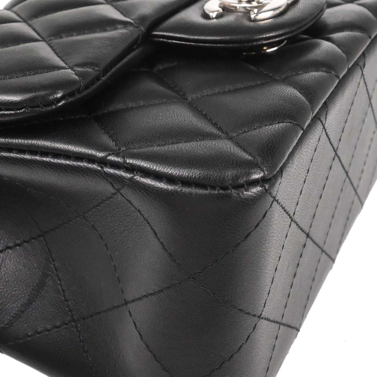 Chanel Black Lambskin Mini Classic Square Flap Shoulder Bag 17
