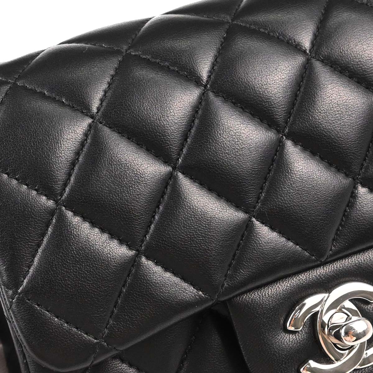 Chanel Black Lambskin Mini Classic Square Flap Shoulder Bag 17