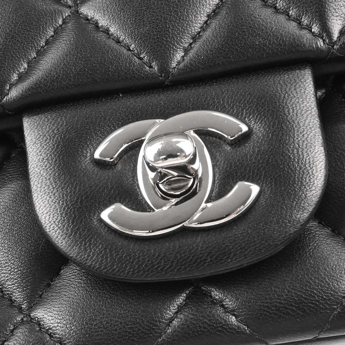 Chanel Black Lambskin Mini Classic Square Flap Shoulder Bag 17