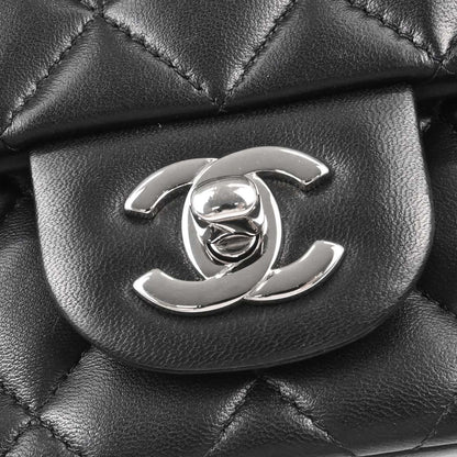 Chanel Black Lambskin Mini Classic Square Flap Shoulder Bag 17