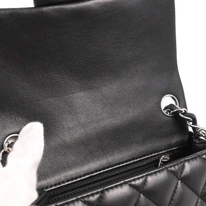 Chanel Black Lambskin Mini Classic Square Flap Shoulder Bag 17
