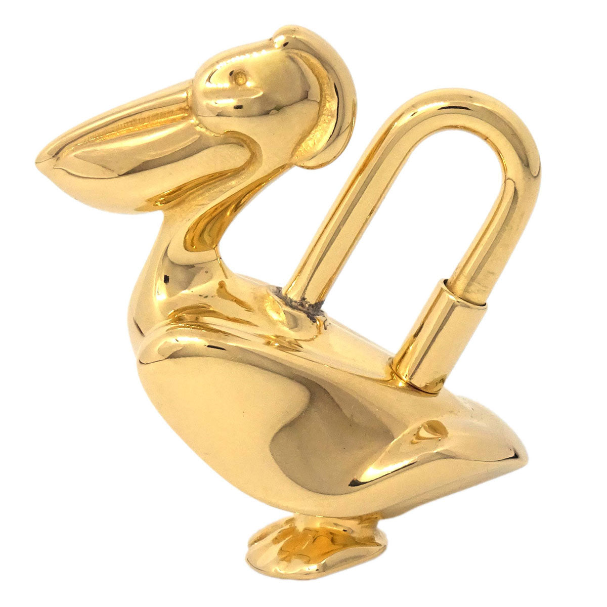 Hermes Pelican Motif 1992 Limited Cadena Padlock Gold Bag Charm