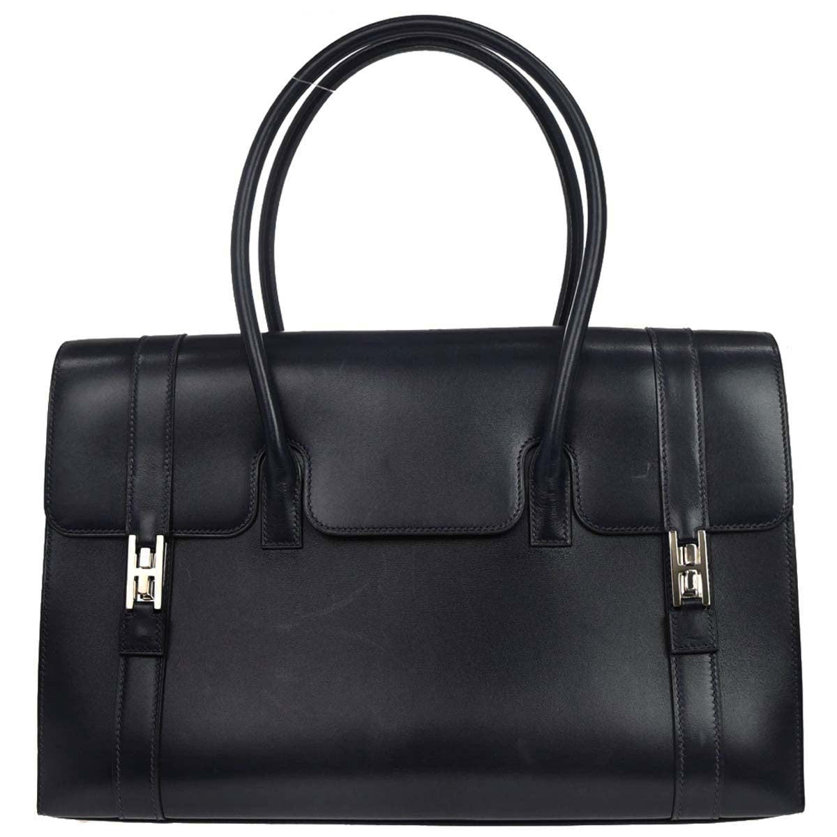 Hermes Blue Indigo Box Calf Drag 2 37 Handbag