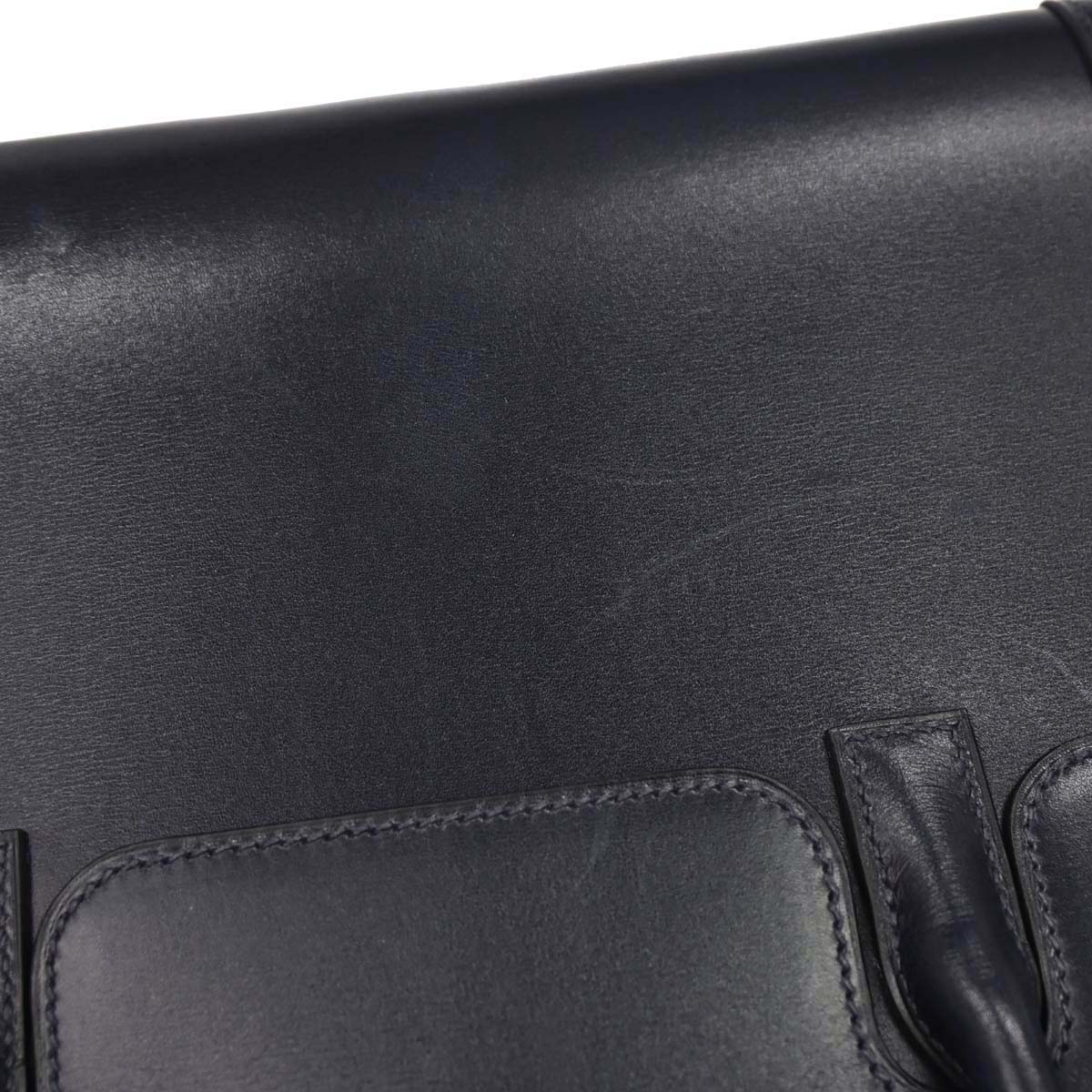 Hermes Blue Indigo Box Calf Drag 2 37 Handbag