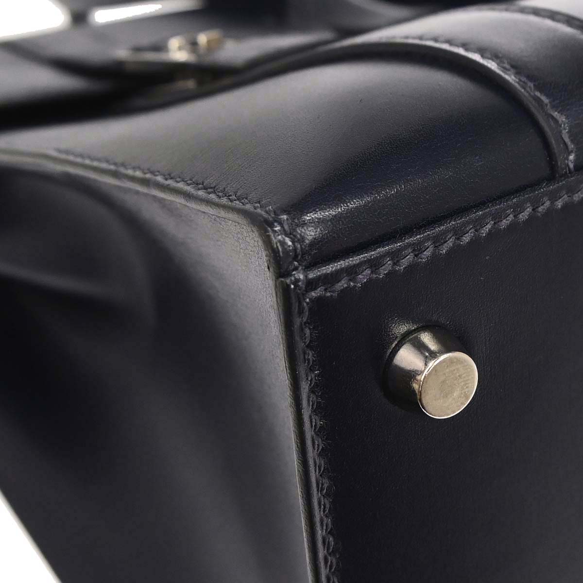 Hermes Blue Indigo Box Calf Drag 2 37 Handbag